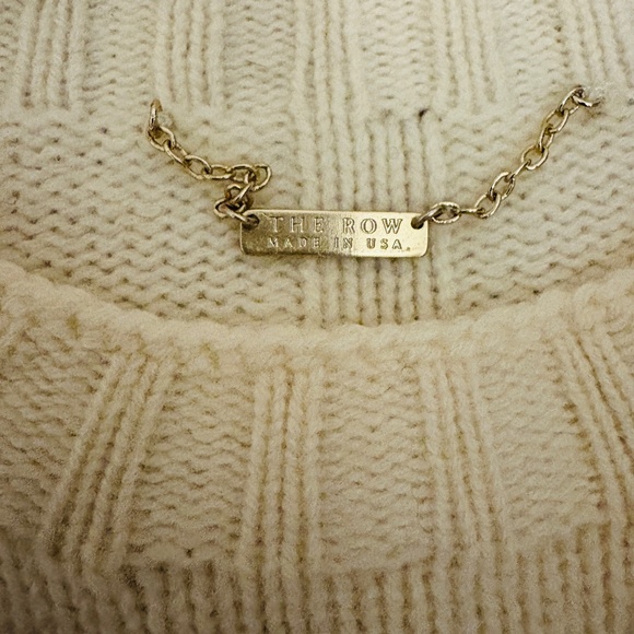 The Row | Crew Neck Ivory Cable Knit Sweater - Picture 4 of 9